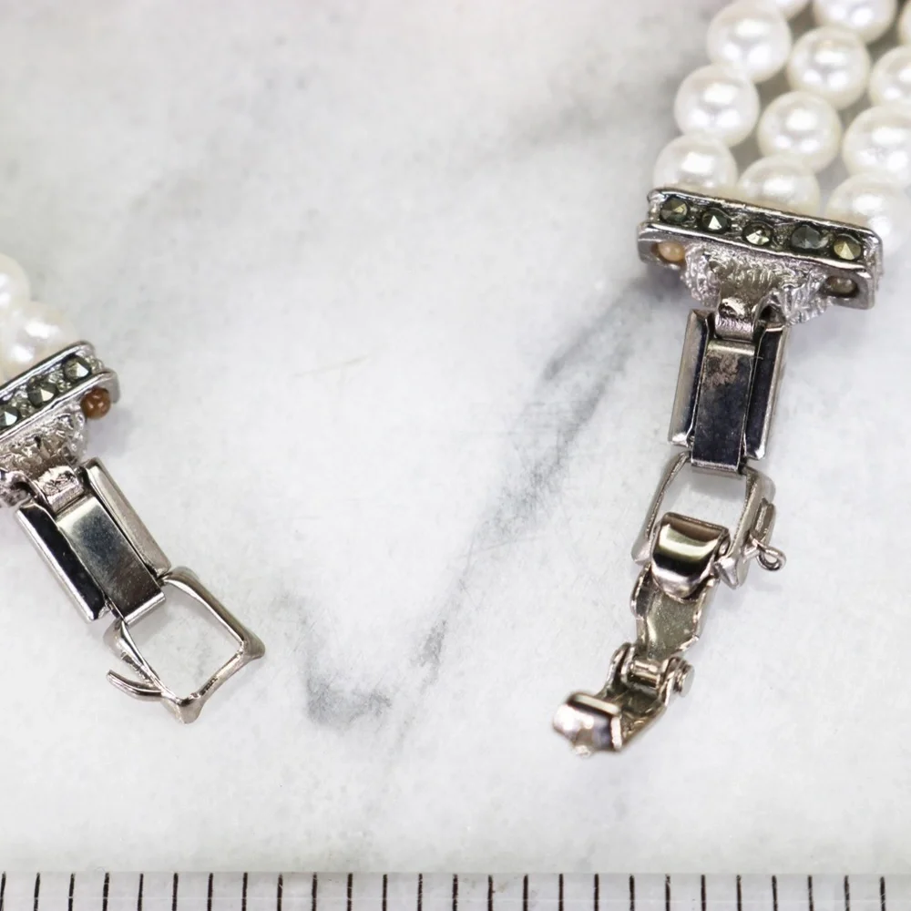 Elegant Vintage Netsuke Pearl & Marcasite Watch